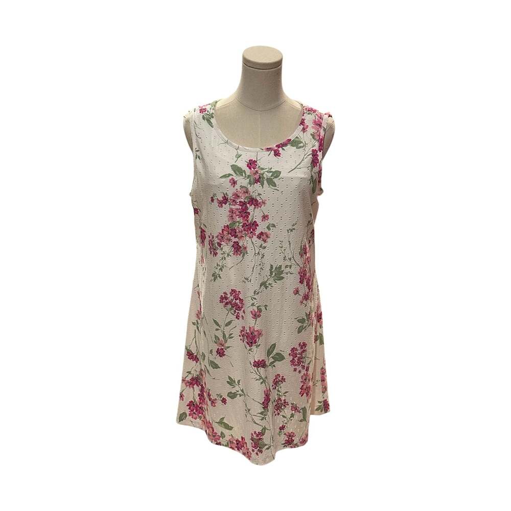 Ronni Nicole Ivory and Pink Floral Sleeveless Tank Dress Women’s Size Large